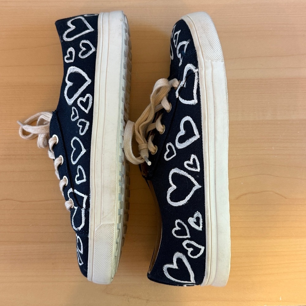 Jack Rogers Pink Heart Embroidered Navy Suede Loafers - Picture 6 of 11